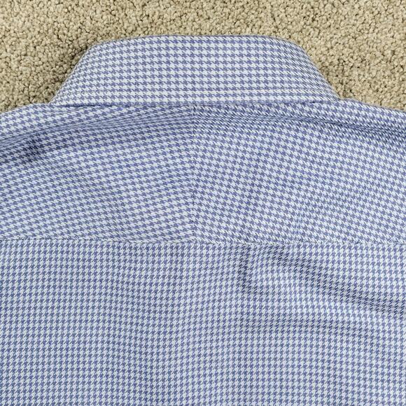 Ted Baker Endurance Button Up Shirt Mens 16 34/35 Blue Houndstooth Paisley Cuffs - Picture 13 of 16